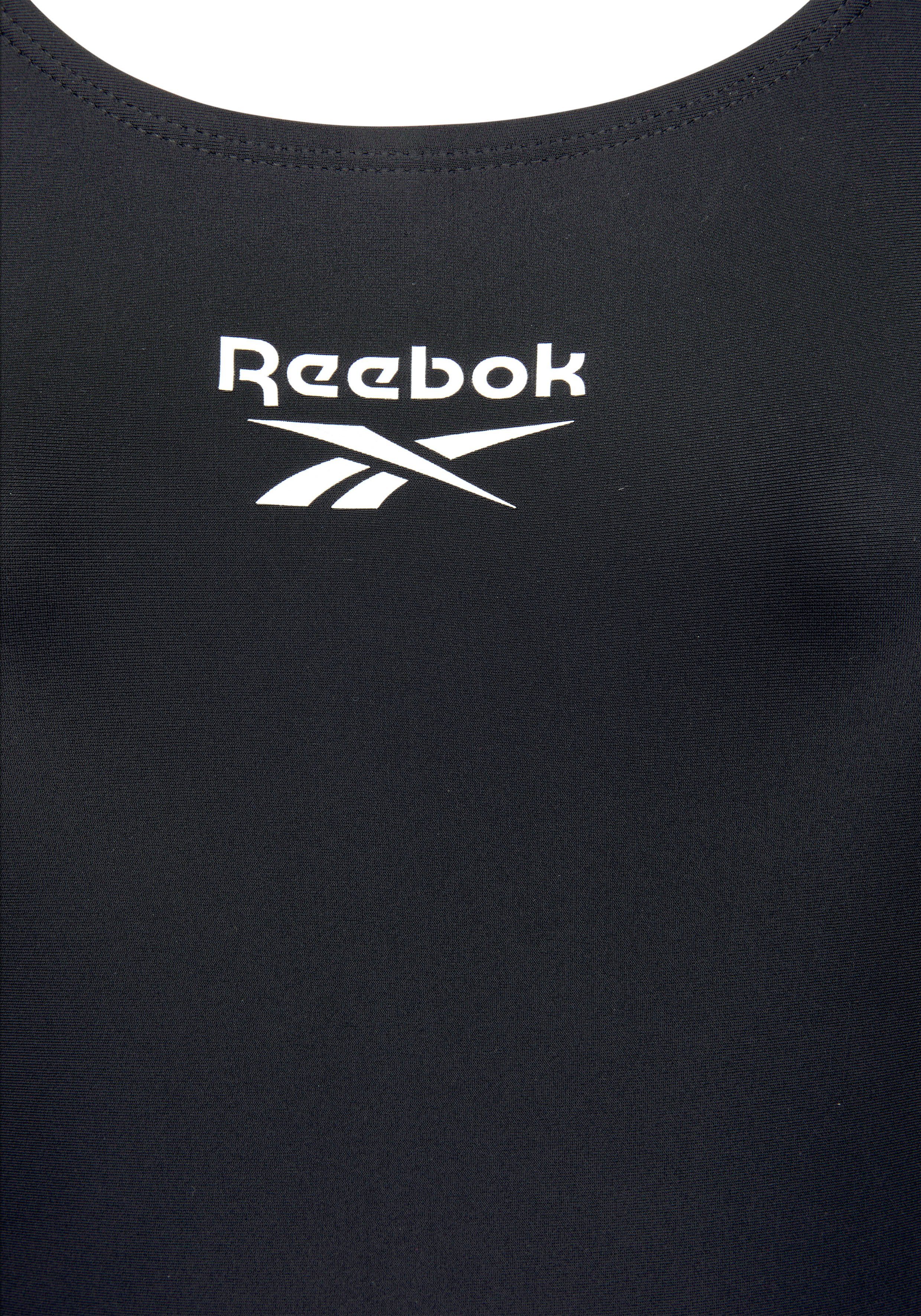 Reebok Badeanzug Adelia mit Logoschriftzug black am und vorn Rücken