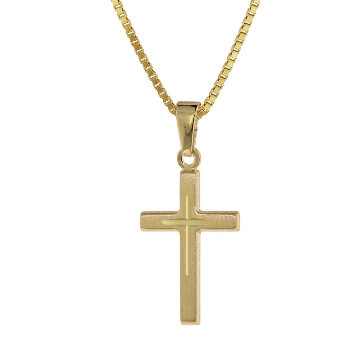 trendor Kreuzkette 75274, Kreuz-Anhänger Gold 333 8 Kt. + Goldplattierte Silber