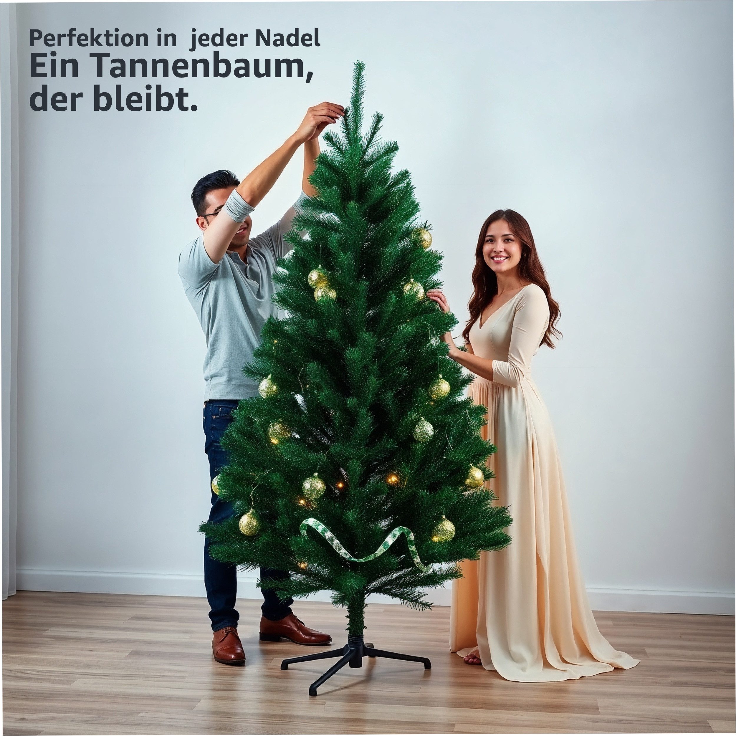Weihnachtswunder® Künstlicher Weihnachtsbaum Künstlicher Tannenbaum 180 cm grün – Weihnachten Deko täuschend echt, Nordmanntanne