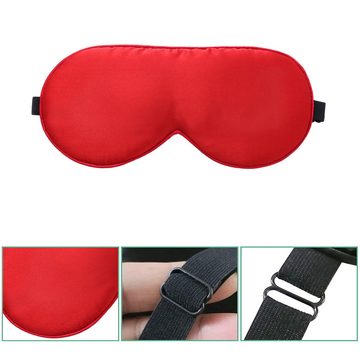 Lubgitsr Augenmaske Seiden Schlafmaske,Verdunkelung Schlafbrille mit Verstellbarem,Rot, 1-tlg.