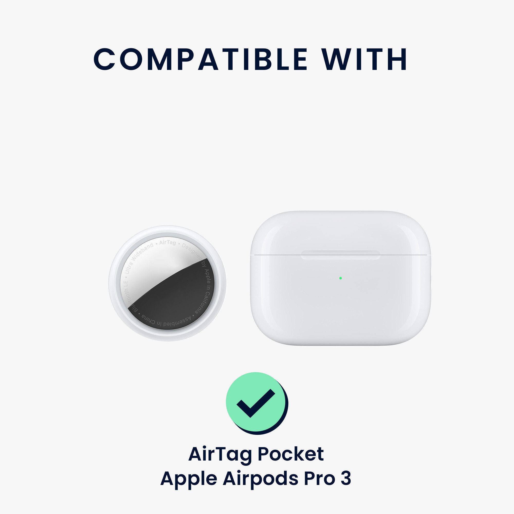 kwmobile Kopfhörer-Schutzhülle 2-in1 Hülle für Apple Airpods Pro 3 und AirTag, Weiches Silikon Cover - Schutzhülle mit Karabiner - Kopfhörer Case