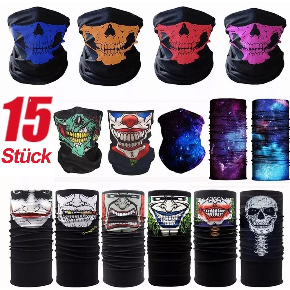 ZEUOPQ Multifunktionstuch Multifunktionstuch Kopftuch, Radfahren Gesichtsmaske 15-er Set, (15-St), Outdoor Sport Warm Halloween Multifunktions