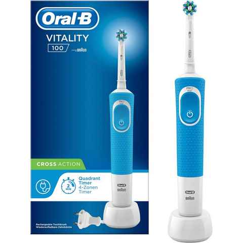 Oral-B Elektrische Zahnbürste Vitality 100 CrossAction Blau, Aufsteckbürsten: 1 St.