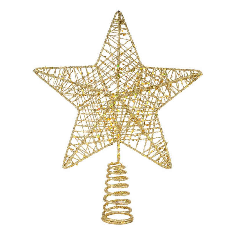 Weihnachtswunder® Christbaumspitze Baumspitze Stern Gold Christbaumspitze für Tannenbaum Weihnachten