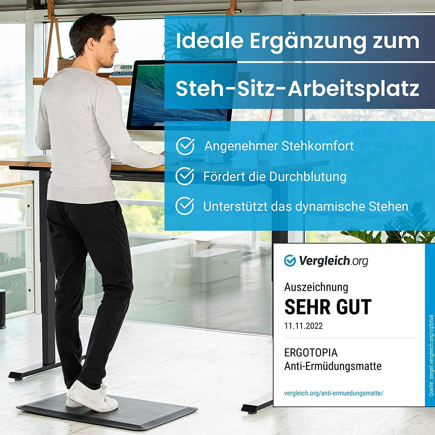 Ergotopia Bodenmatte Anti-Ermüdungsmatte ergonomische Arbeitsplatzmatte, Ergonomische Stehmatte