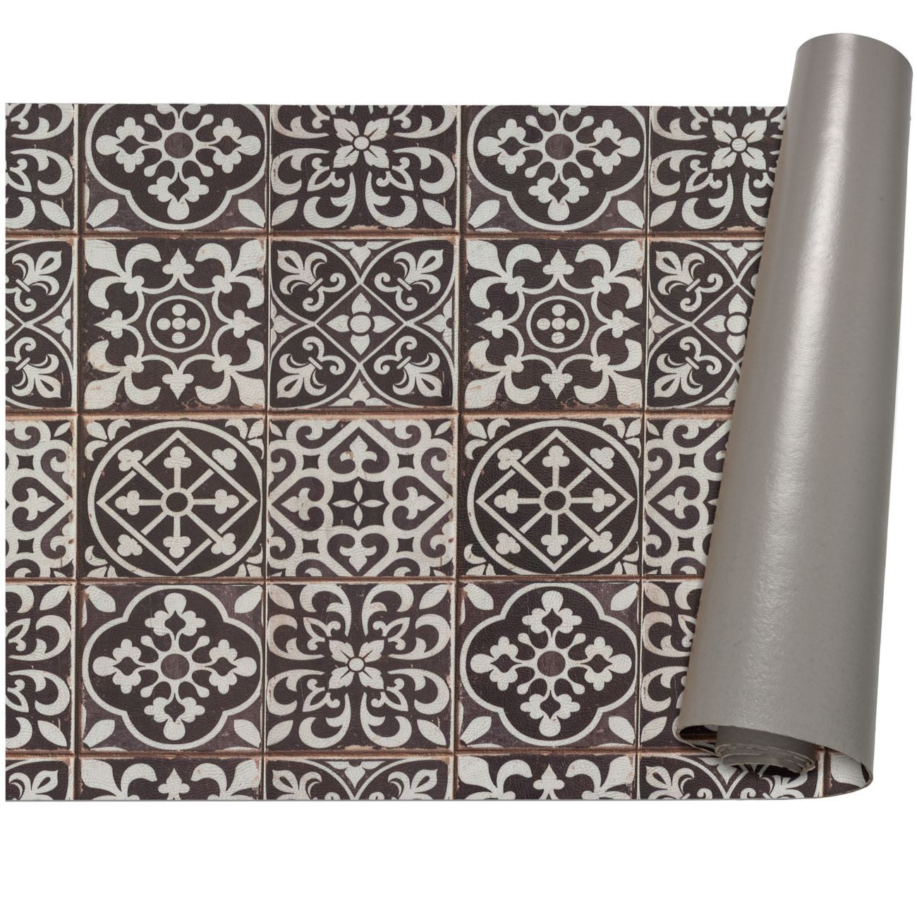 ANRO Küchenläufer abwaschbar Arabesk LADY Läufer stark pflegeleicht Küchenteppich, Rechteckig, Höhe: 3 mm, robust schmutzabweisend 67x100cm Vintage Schwarz robust