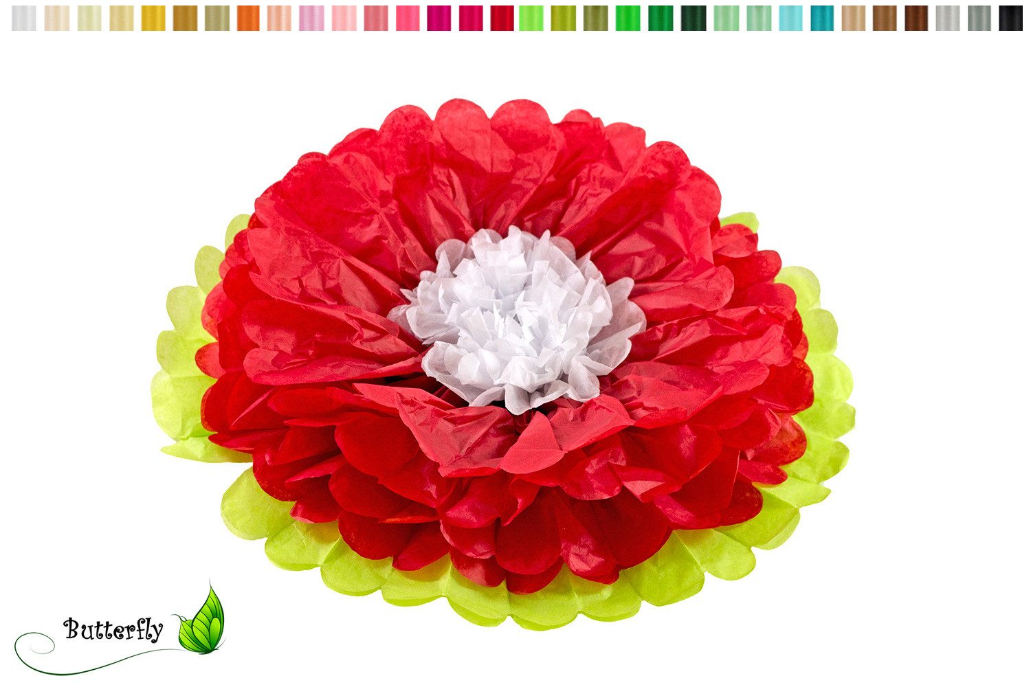 Creativery Papierblumen, 1 Papier PomPon Blume 35cm 2-farbig