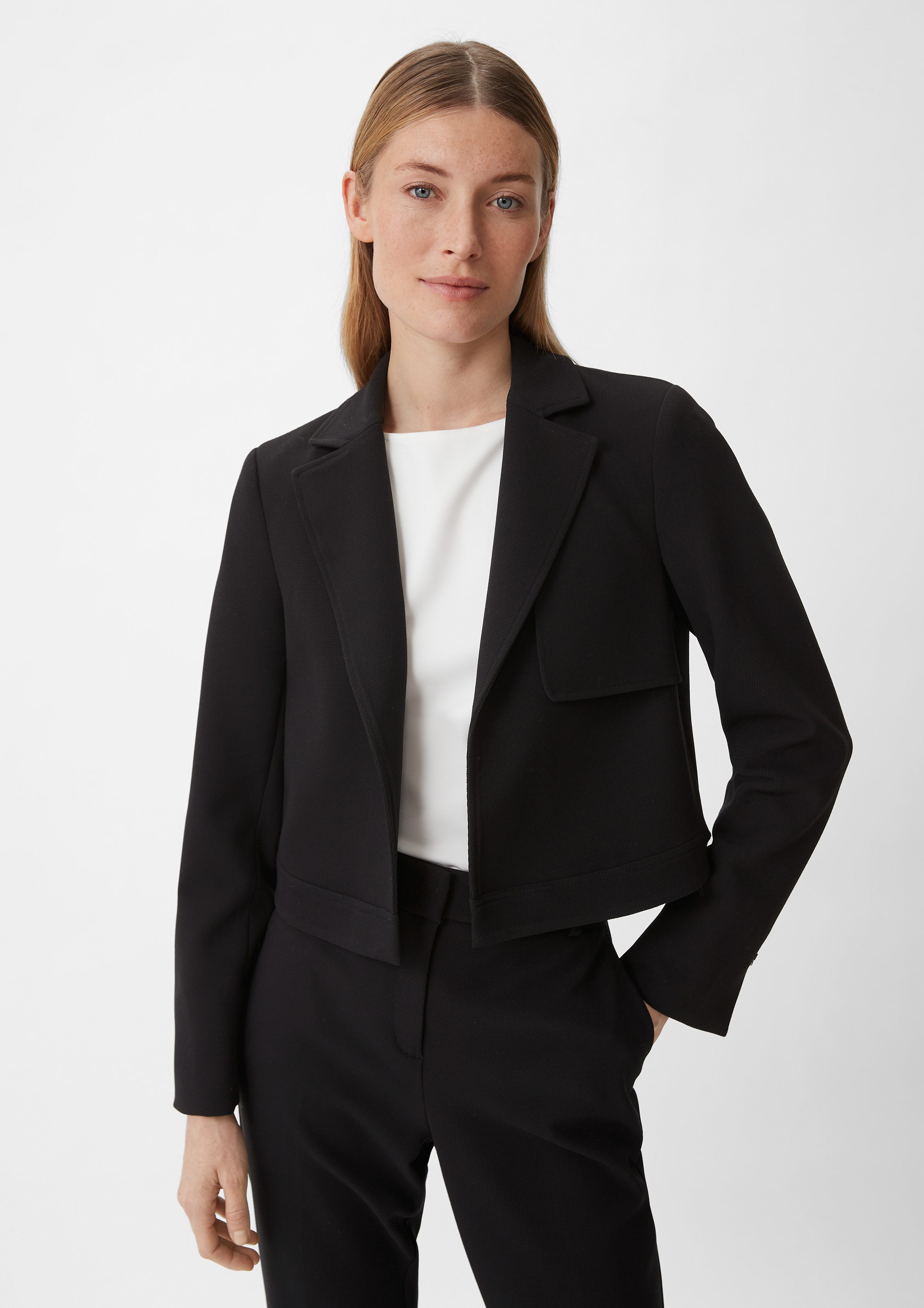 Blusenblazer Kurzer Comma Logo Viskosemix schwarz Blazer aus