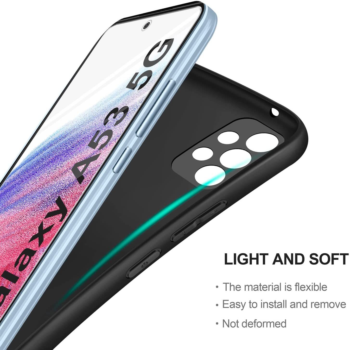 MSM Handyhülle Hülle für Samsung Galaxy A53 5G Schwarz Matt Silikon Handyhülle Tasche