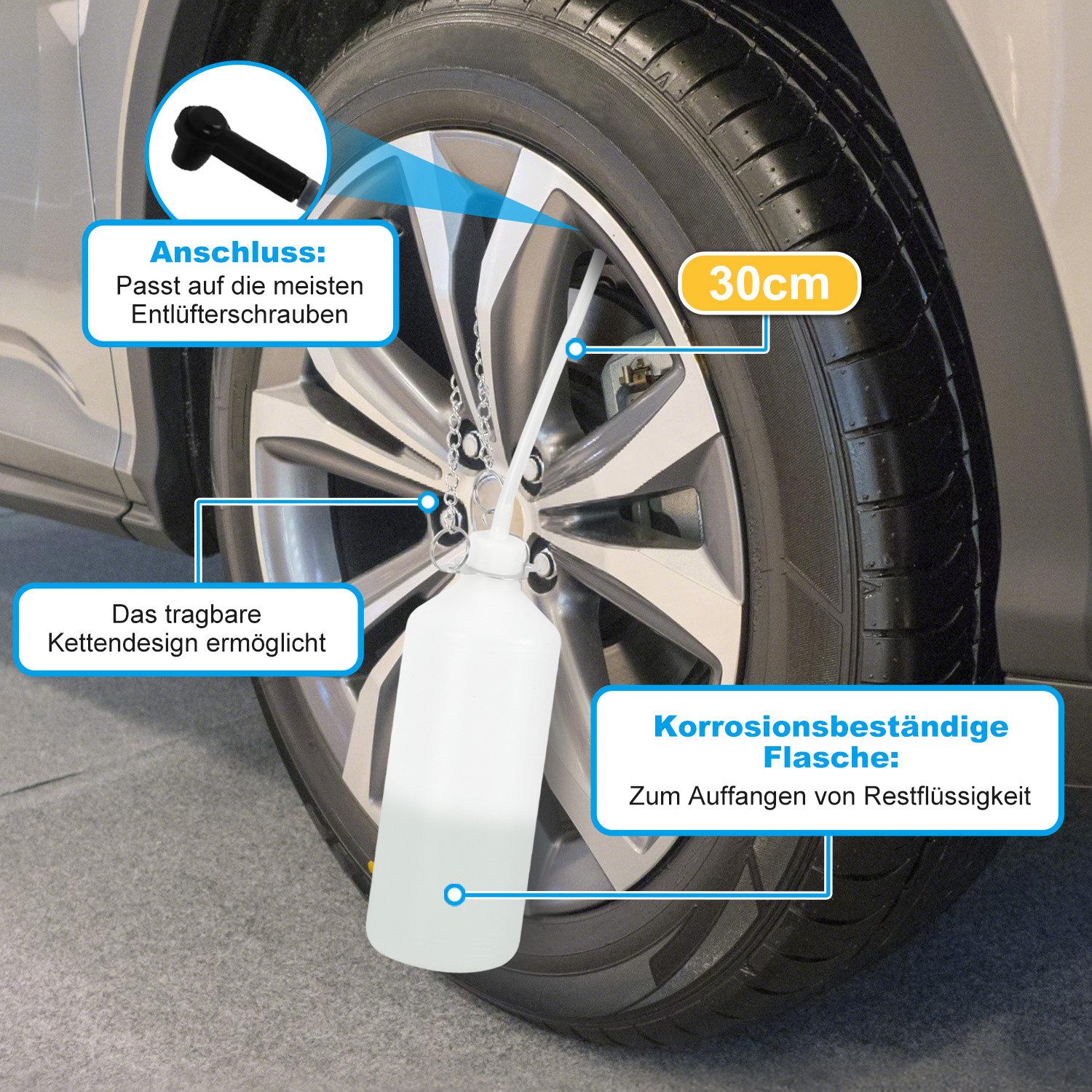 Clanmacy Bremsbelag Bremsenentlüfter 3L Druckluft KFZ Bremsentlüfter Fassungsvermögen – Bild 5 von 5
