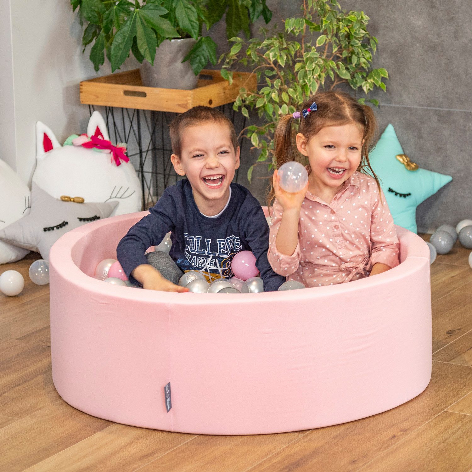 KiddyMoon Bällebad Überzug fürs Bällebad, (Bällepool mit bunten Bällen, nur eine Ersatzbezug), Rund, Viertel oder Eckig