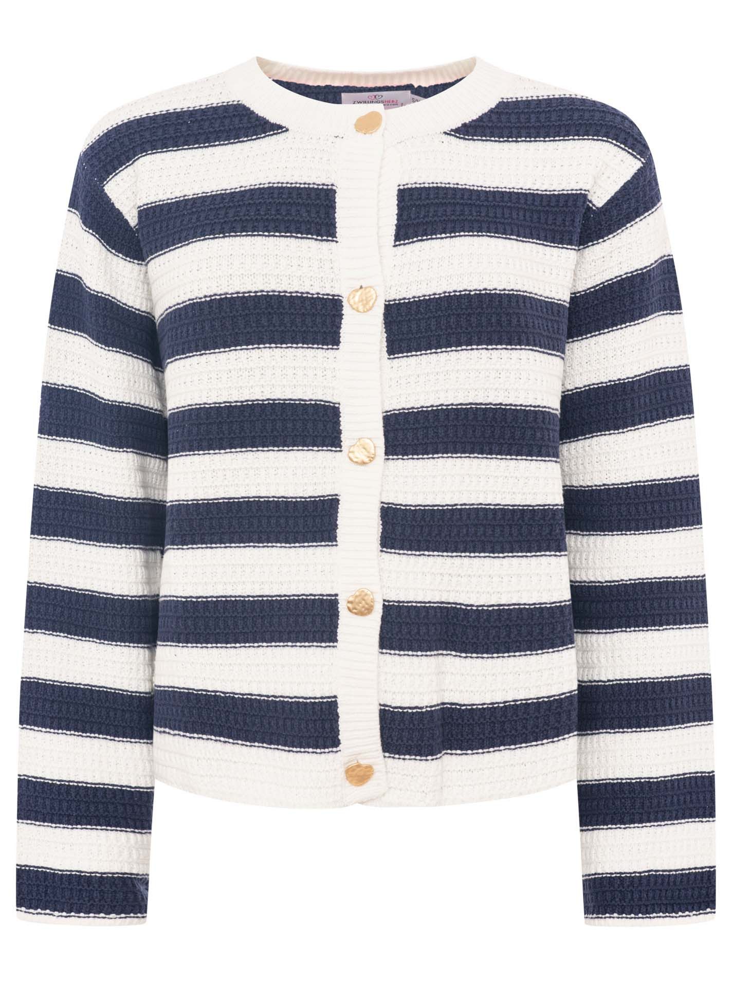 Zwillingsherz Strickjacke mit Lochstrickmuster und Knöpfen