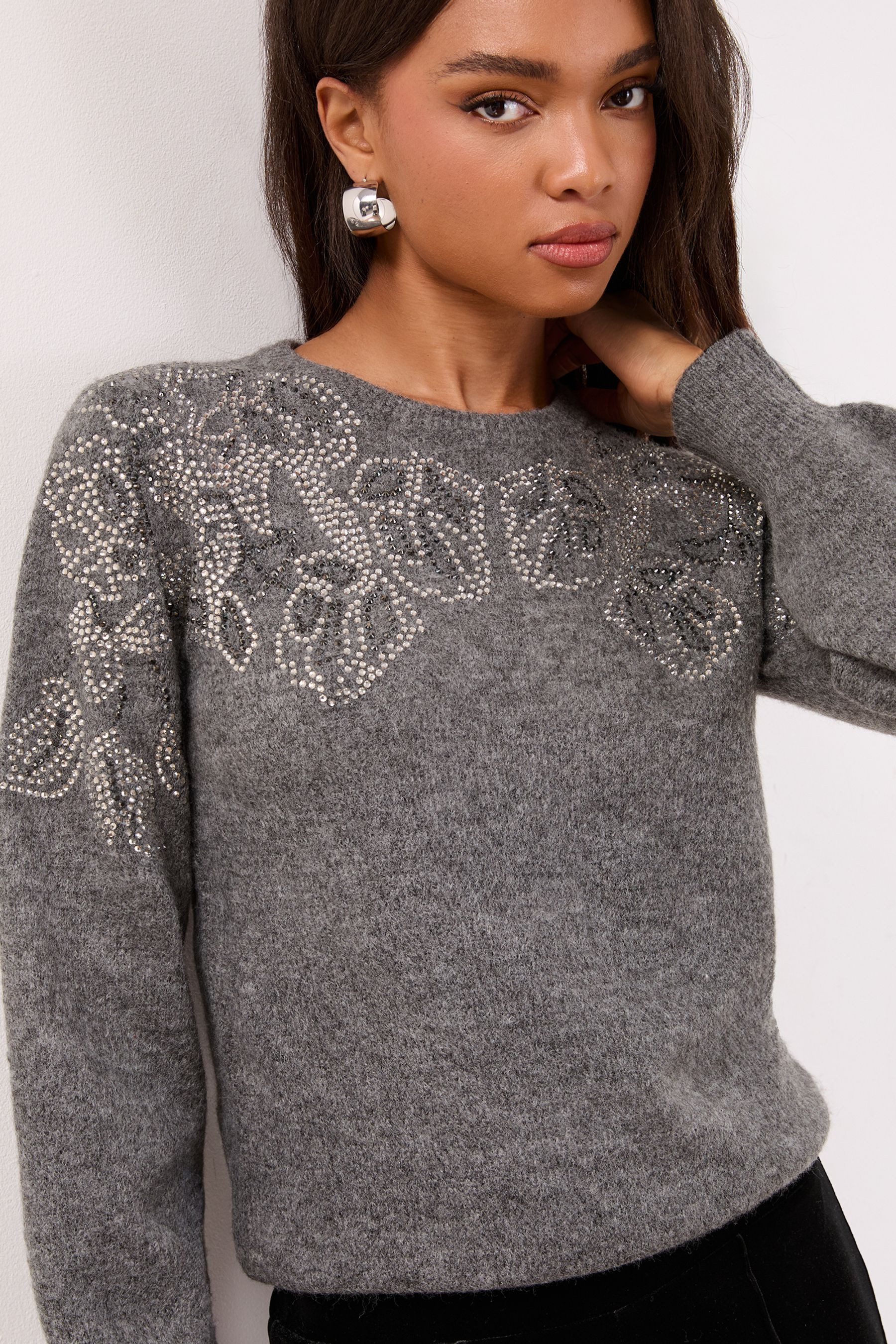 Rundhalspullover Lipsy Weicher Strickpullover mit Print, Regular