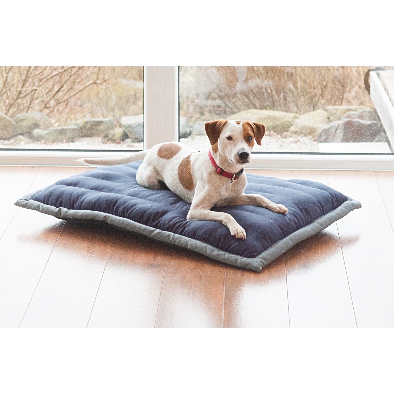 Aumüller Tierkissen Liegekissen CANVAS für Hunde Dunkelblau / Grau, 120 cm