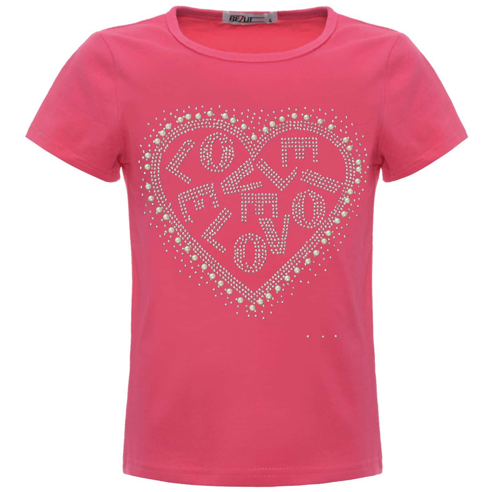 T-Shirt Mädchen Glitzer T-Shirt Herzchen