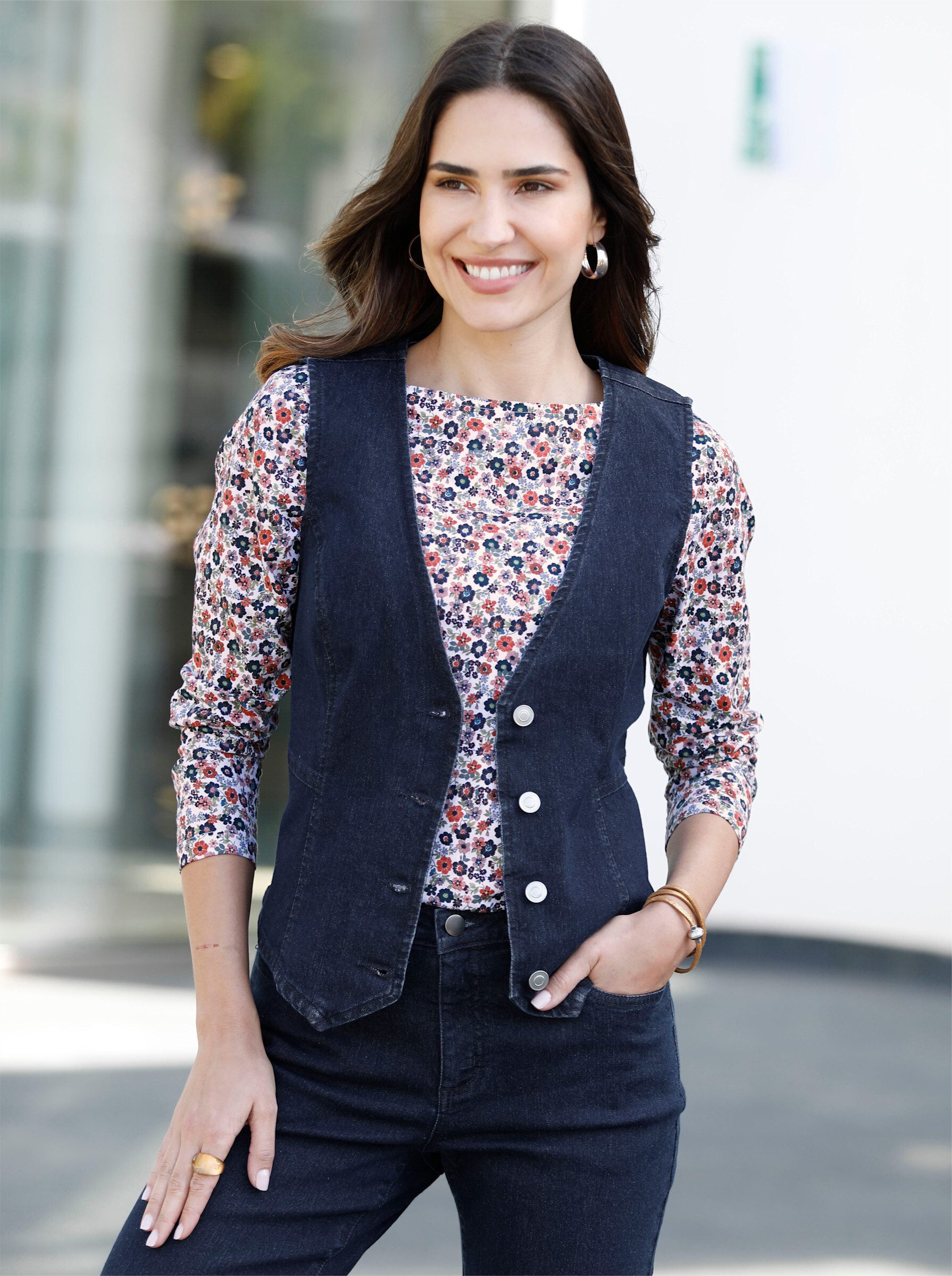 Sieh an! Jerseyweste Jeansweste .