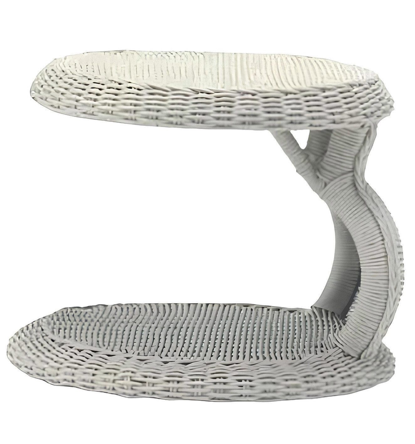 Xlmoebel Couchtisch Runder grauer Rattan-Tisch für elegante Terrassengestaltung (Couchtisch), Hergestellt in Europa