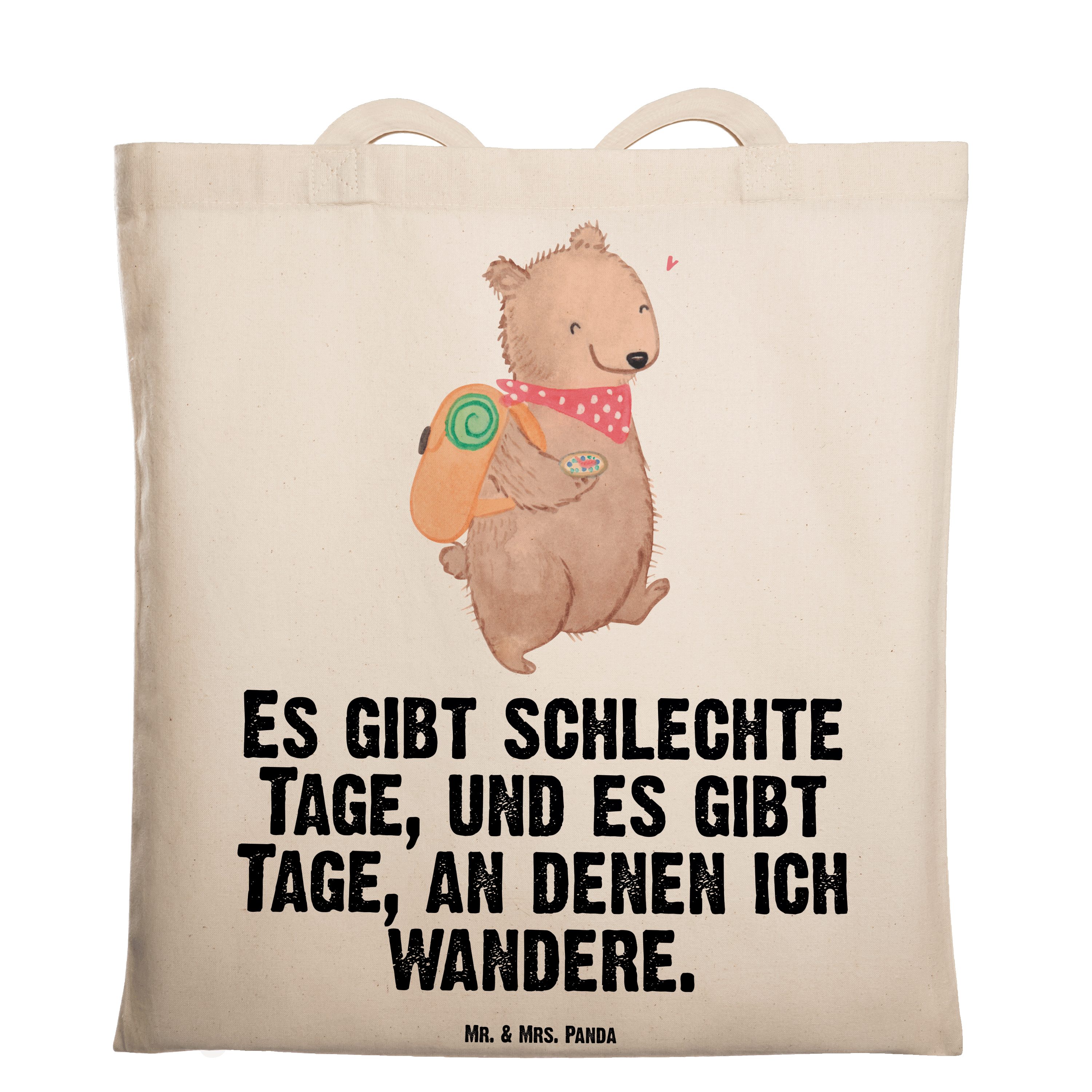 Mr. & Mrs. Panda Tragetasche Bär Wandern Tage - Transparent - Geschenk, Sport, Natur entdecken, Ho (1-tlg)