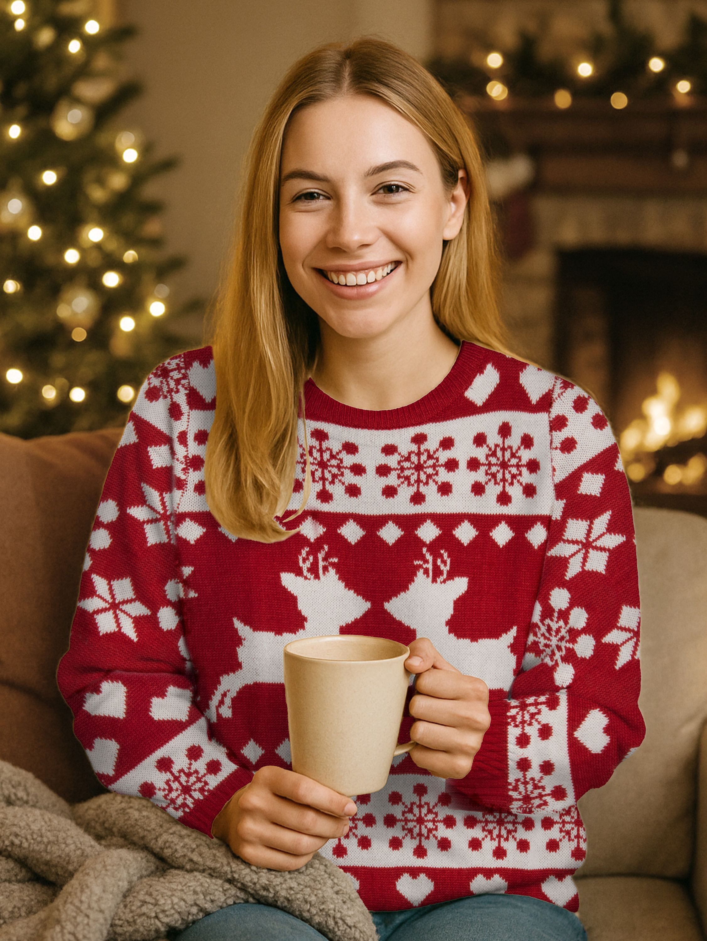United Labels® Weihnachtspullover Winterpullover Rentiere Strick Pullover Ugly Sweater