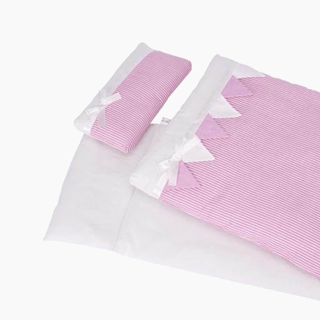 goki Puppen Bettwäsche Puppenbettzeug rosa Streifen, (packung, 3-tlg., 3er set), Traumhafte Bettwäsche 3 teilig