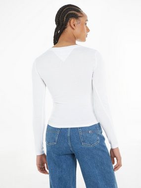Tommy Jeans Langarmshirt Slim Fit Essential Logo Longsleeve Shirt mit Logoschriftzug