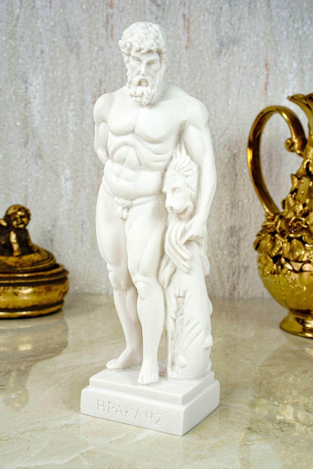 Hercules Figur Dekofigur des Kremers Zeus cm 22 Alabaster Schatzkiste Sohn Skulptur