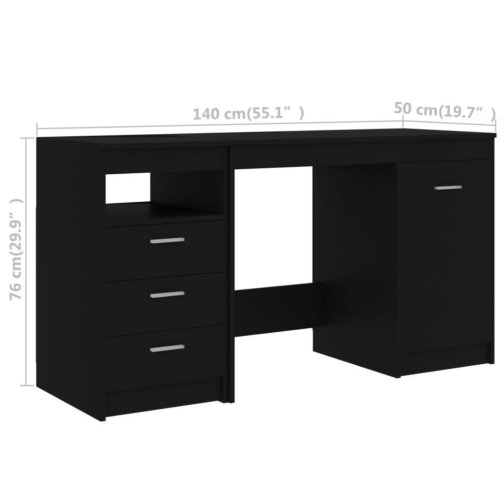 Schwarz Schreibtisch cm furnicato 140x50x76 Holzwerkstoff