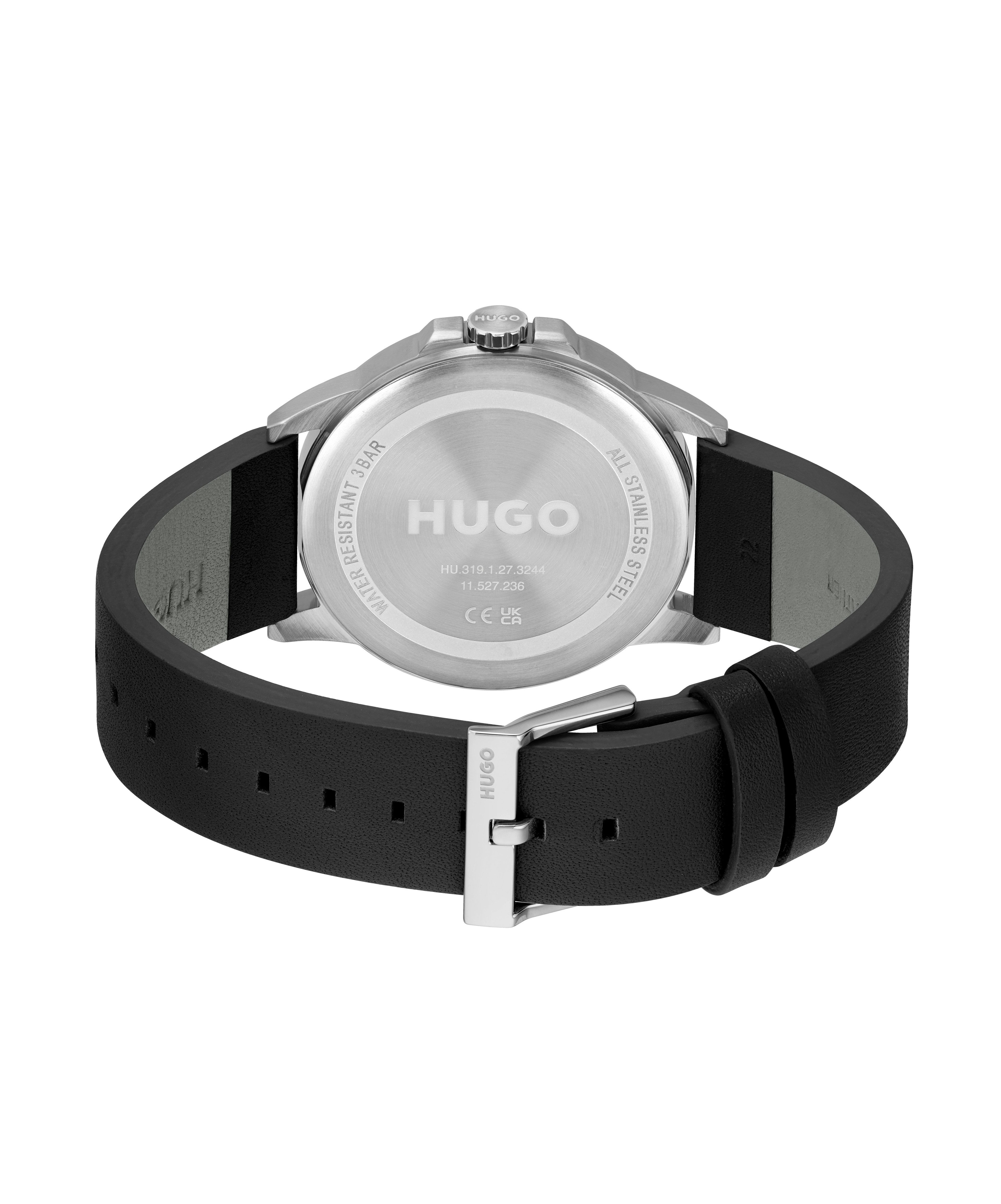 HUGO Quarzuhr #FIRST 1530188, Armbanduhr, Herrenuhr, Mineralglas, Lederarmband