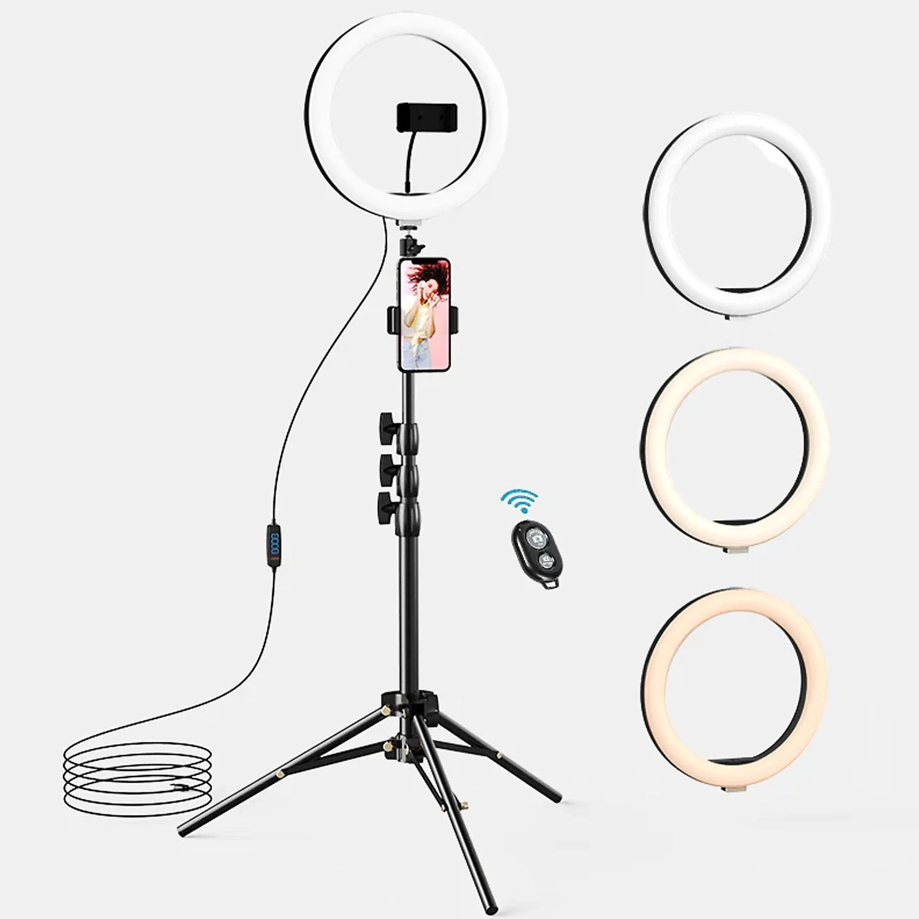 HIYORI Ringlicht LED Ringlicht 10,2" mit Flexiblem Stativ und Smartphone-Halter, Ringleuchte Ideales Licht für Selfies, YouTube und TikTok