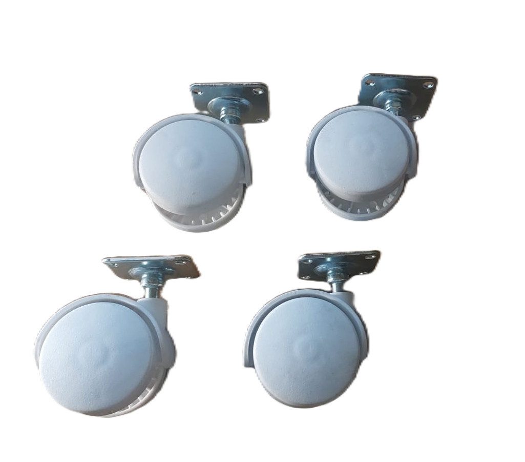 Möbelrolle im 4er SET weiß, 50mm Parkettrolle