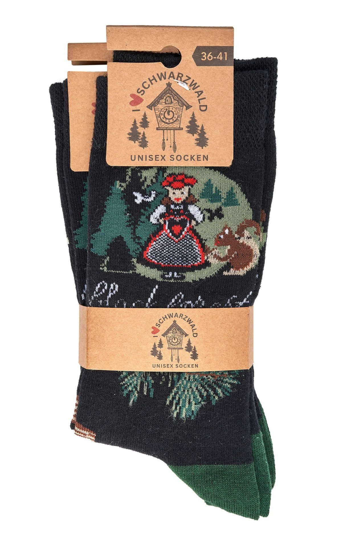 TippTexx 24 Freizeitsocken 2 Paar Schwarzwald Fun Socken, Unisex Baumwollsocken, handgekettelt (2 Paar) – Bild 2 von 5