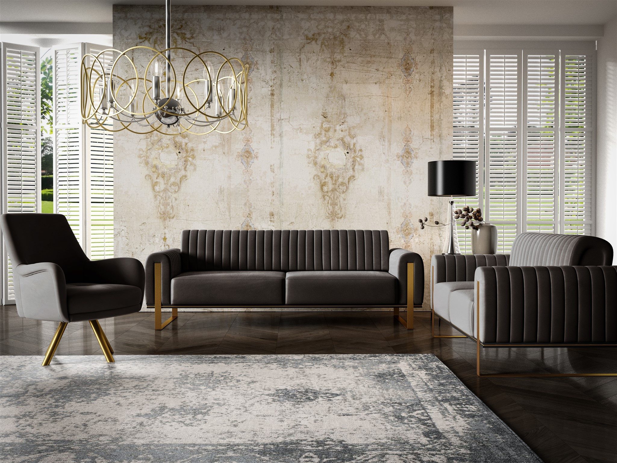 Fun Möbel Polstergarnitur Sofaset Designersofas VALERIE 3-2-1 in Stoff Elis günstig online kaufen