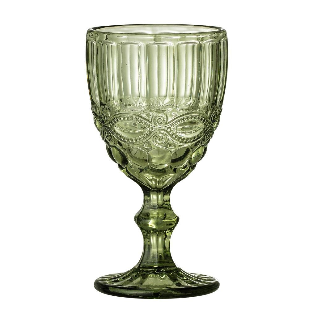 Bloomingville Weinglas Florie Weinglas 4er Set, Grün Glas Kelch Pokal dänisches Design modern elegant 240 ml