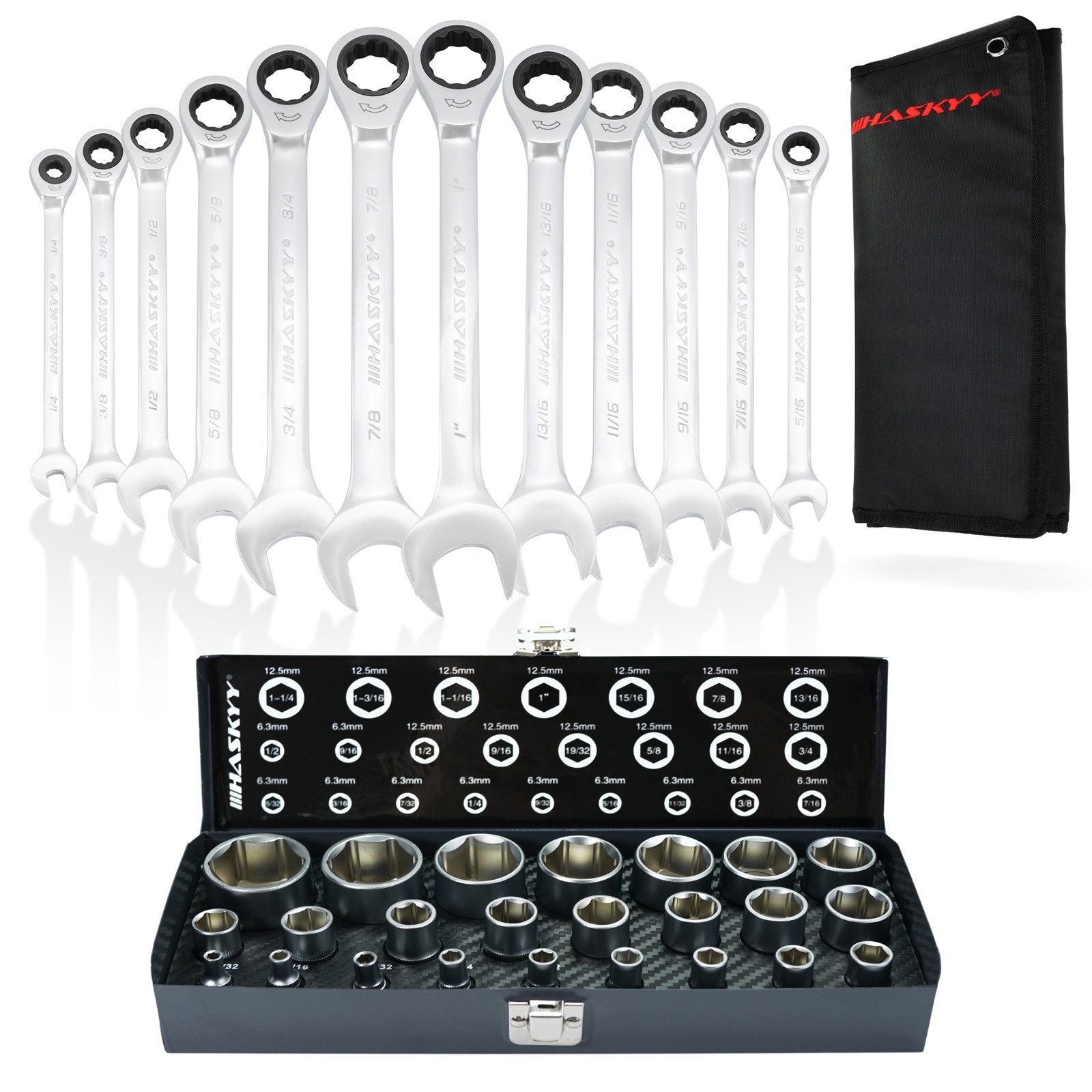 HASKYY Werkzeugset HASKYY Zoll Werkzeug Set Steckschlüssel mit ...