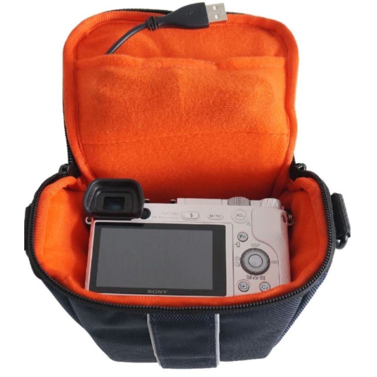 Hama Kameratasche Kamera-Tasche Seattle Colt 80 Blau Foto-Tasche Etui (2-tlg), für Systemkamera Bridge-Kamera, Gürtel-Schlaufe, weiches Innenfutter