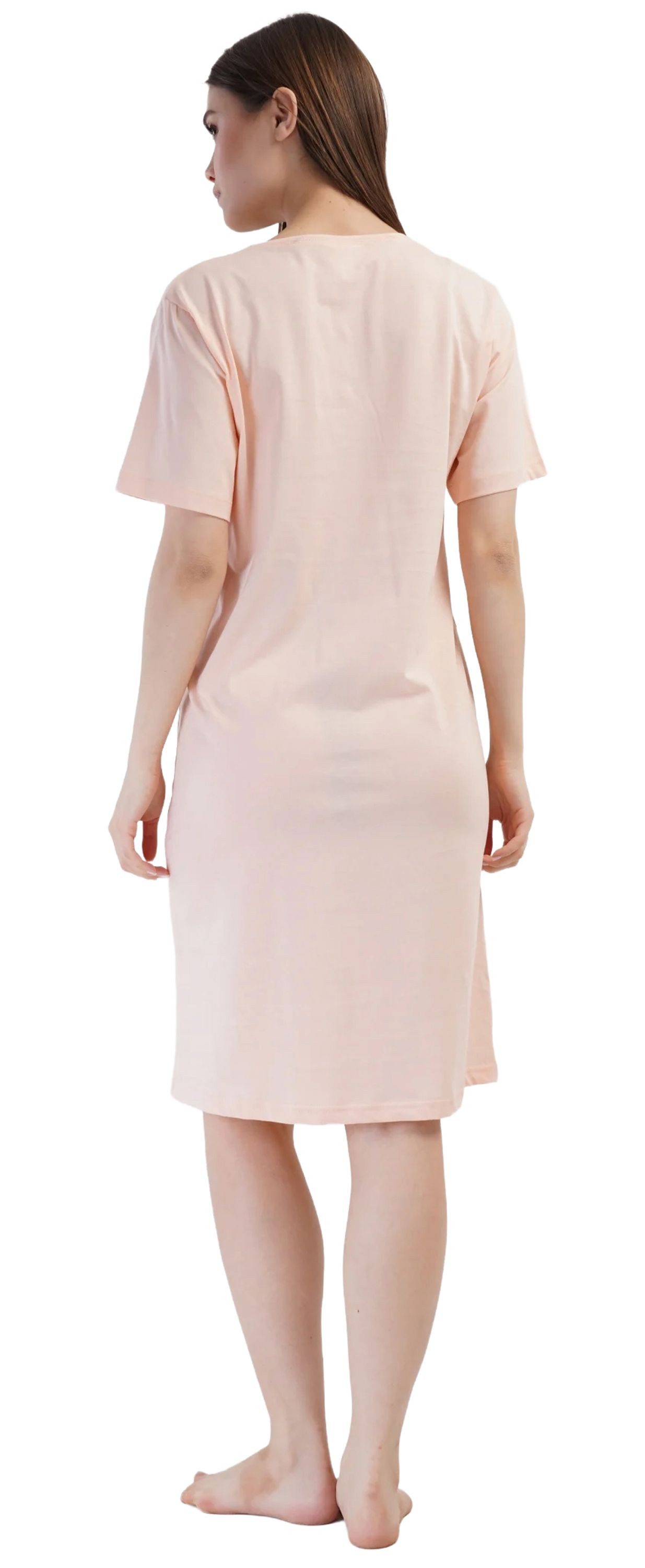 Vienetta Nachthemd Joyful Journey (Set, 1-tlg., 1-teilig) Damen Sleepshirt ca.95cm lang Stillfunktion Knöpfe Baumwolle