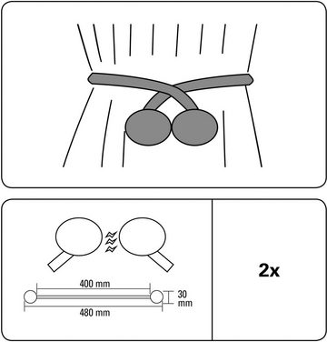 Raffhalter Raffhalter Flex-S mit Magnet, GARDINIA, (2-tlg), vielfältige Anbringungsmöglichkeiten