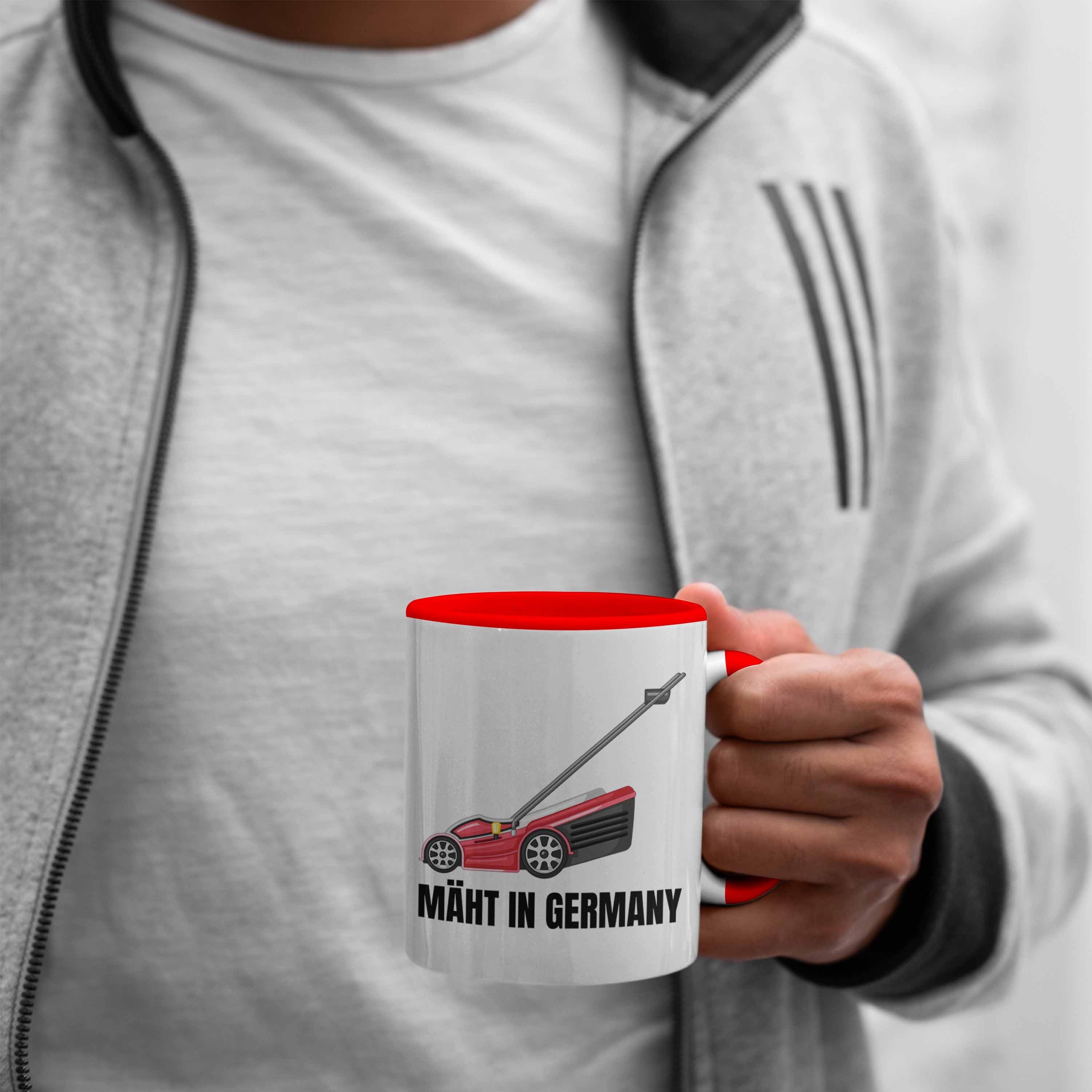 Tasse Rot Mäht Trendation für Geschenk In Tasse Kaffee-Becher Germany Hobbygärtner Gärtner