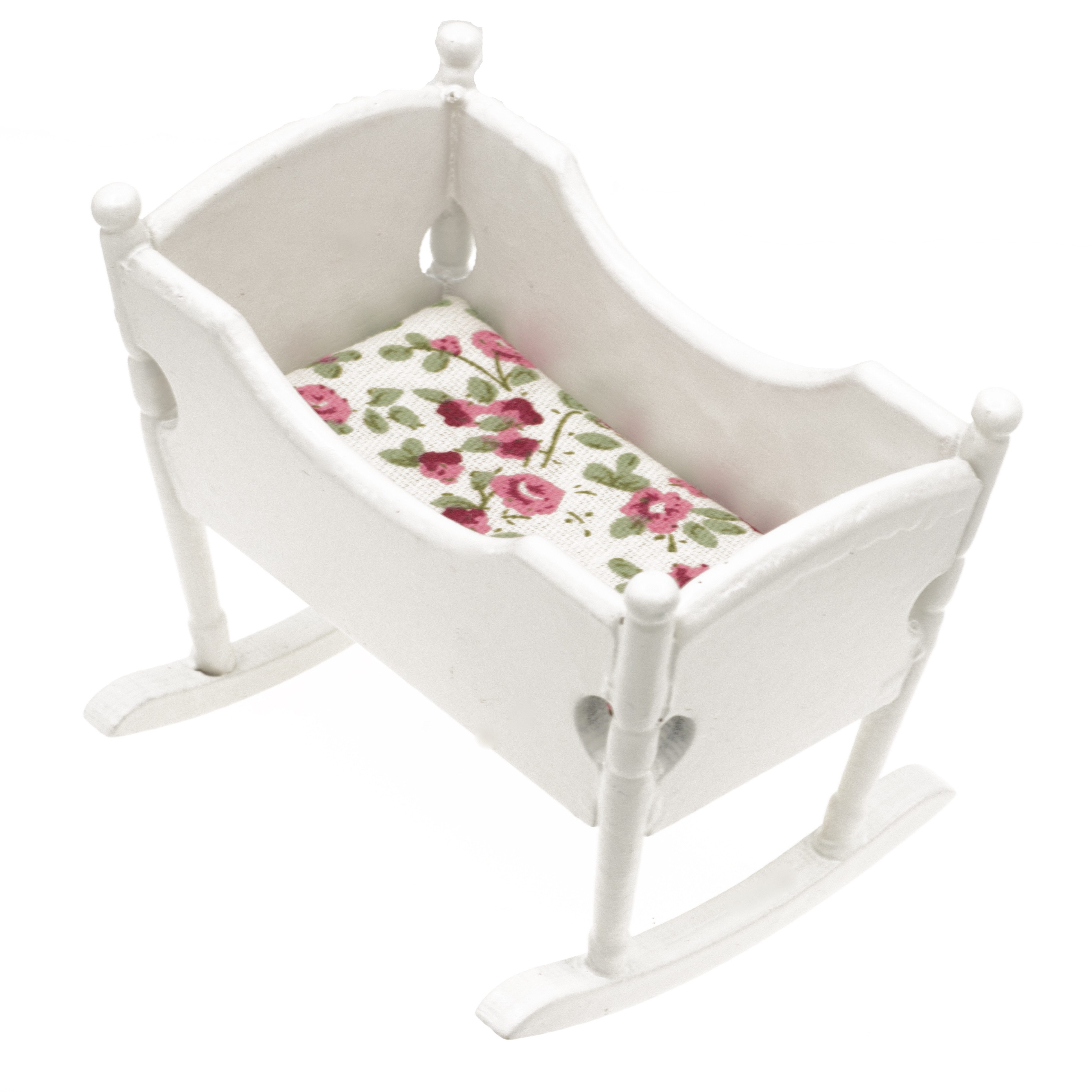 Streets Ahead Dollshouse Puppenwiege Puppen Wiege fürs Puppenhaus Maßstab 1:12 Holz weiß