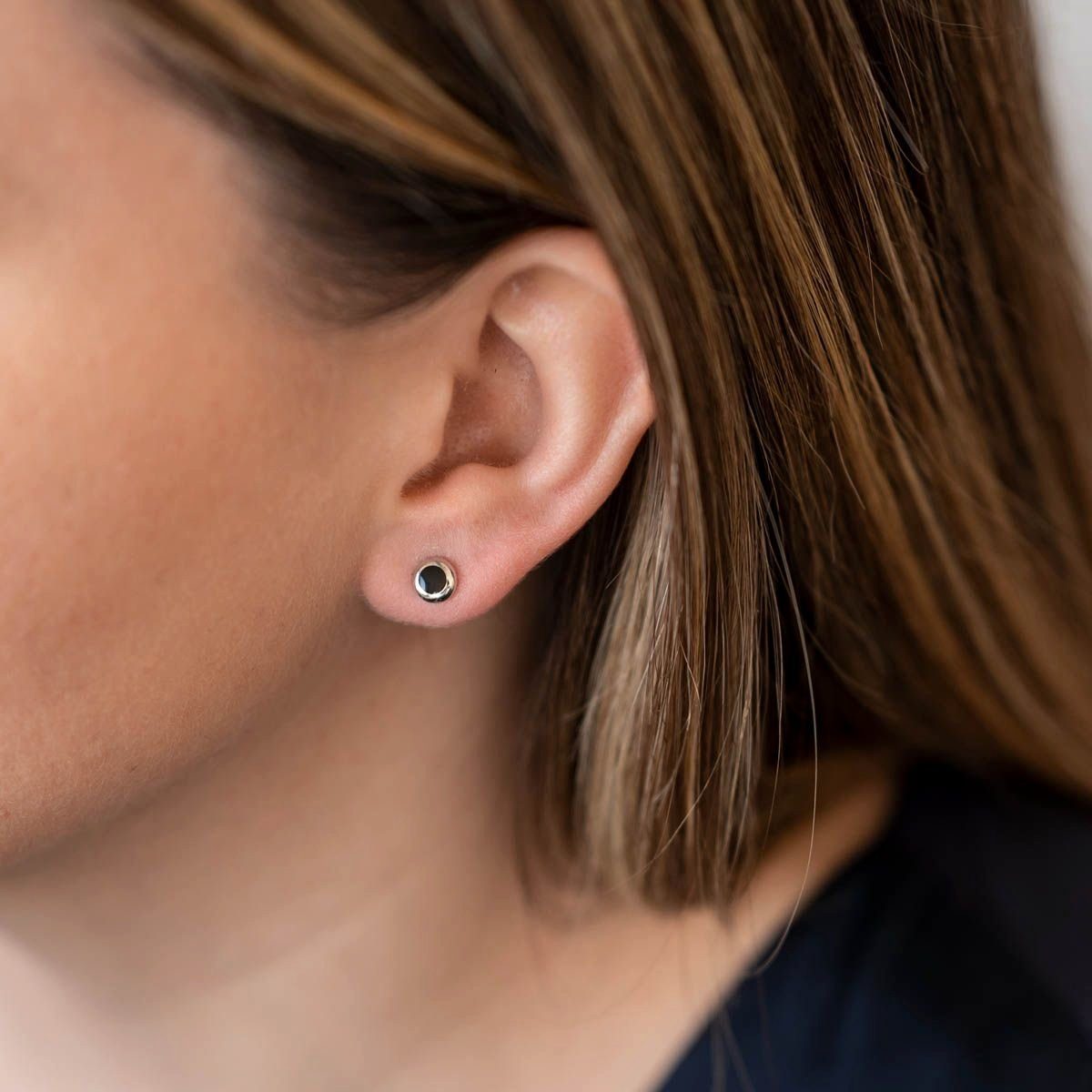 Materia Paar Ohrstecker Damen Onyx Edelstein Rund SO-422, 925 Sterling Silb günstig online kaufen