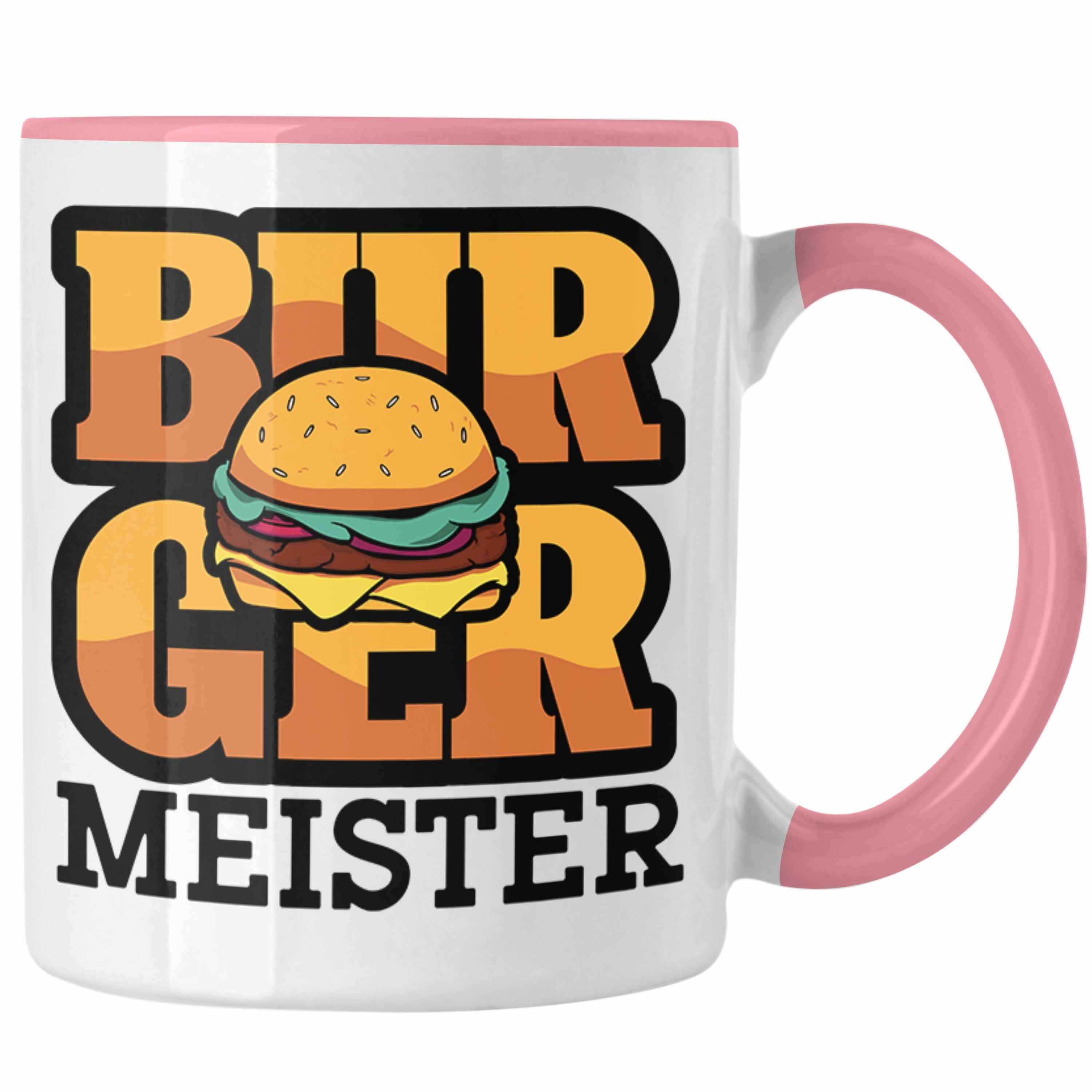 Trendation Tasse Burger Meister Tasse Geschenk Spruch Grillen Sommer Burger Liebhaber G Rosa