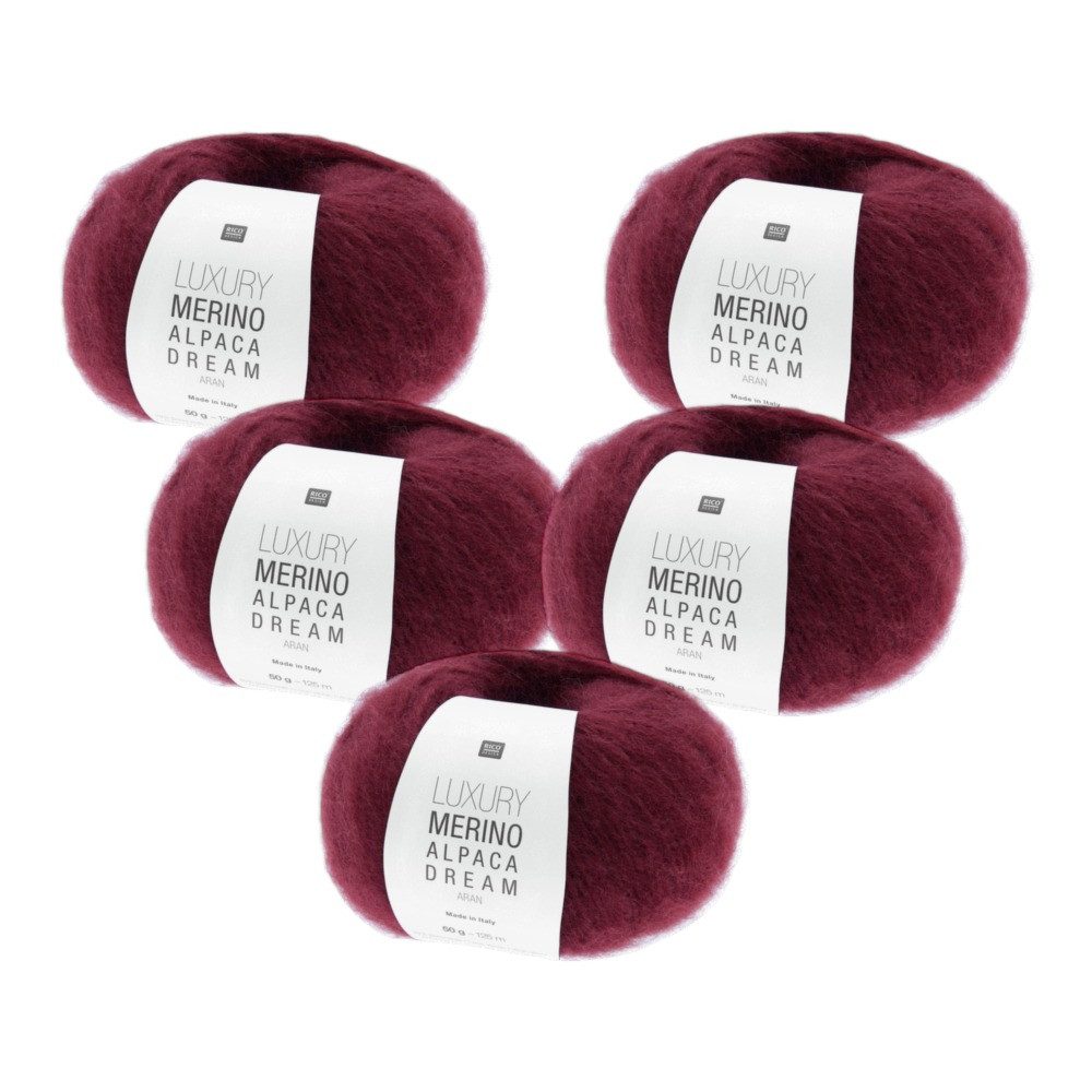 Rico Design 5 x RICO LUXURY MERINO ALPACA DREAM ARAN Häkelwolle
