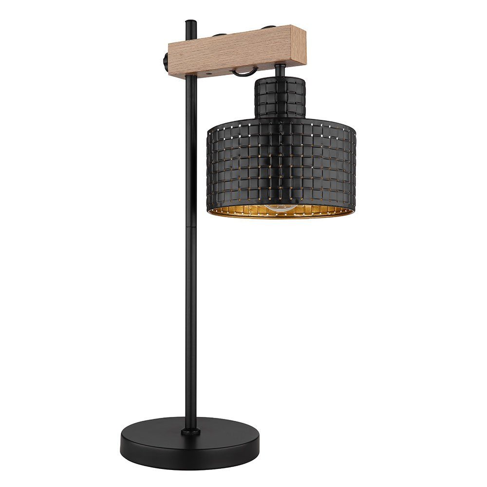 Nachttischlampe schwarz Tischleuchte, Holzoptik LED Leuchtmittel gold Leuchte inklusive, nicht Tischlampe etc-shop