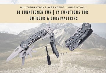 TROIKA Multitool Multifunktions-Werkzeug mit 14 Funktionen für Outdoor & Survivaltrips