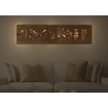 WohndesignPlus LED-Bild LED-Wandbild "Kräuter" 120cm x 31cm mit Akku/Batterie, Natur, DIMMBAR! Viele Größen und verschiedene Dekore sind möglich.