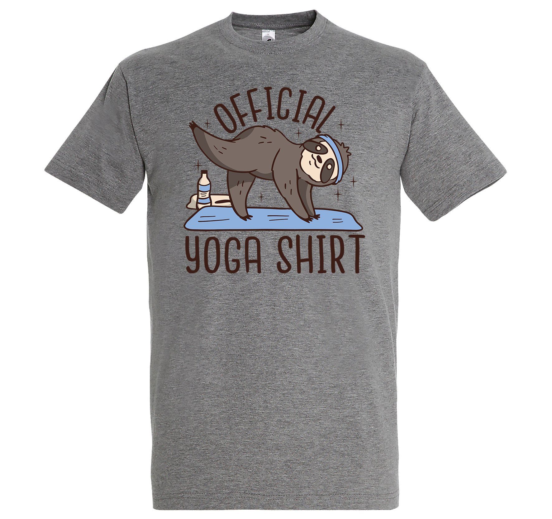 Youth Designz T-Shirt Official Yoga Herren Shirt mit lustigem Faultier Frontprint Grau