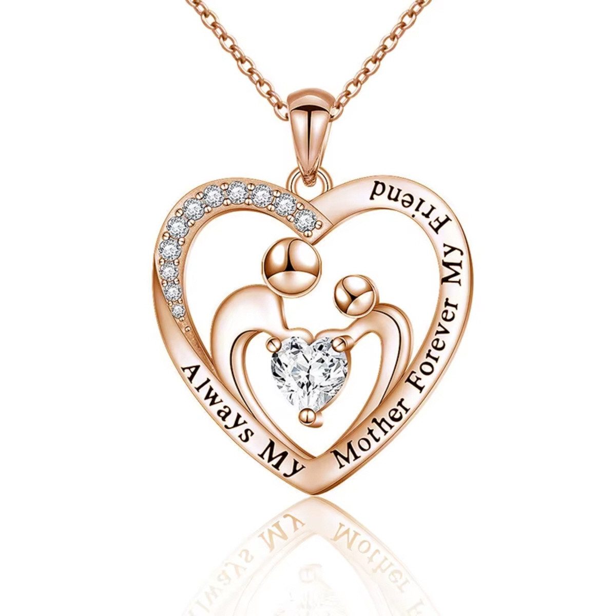 ELLAWIL Silberkette Herzkette Glitzerstein Mutter Tochter für immer Freunde günstig online kaufen
