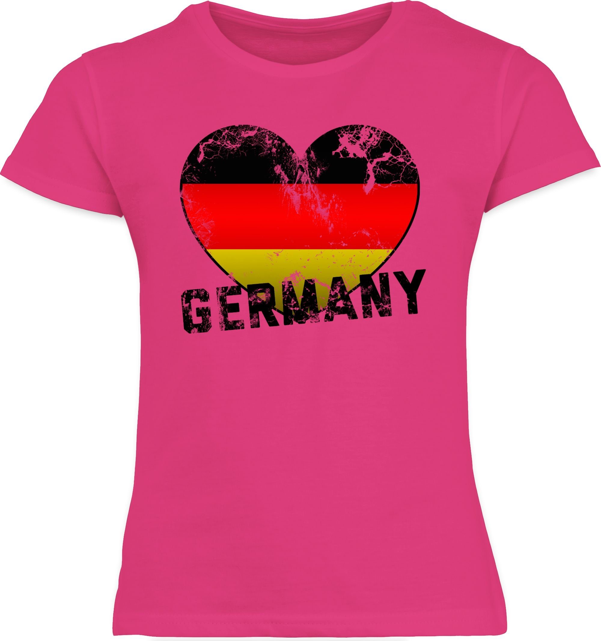 Vintage EM 2024 Fuchsia Kinder Germany T-Shirt Shirtracer 2 Fussball Herz