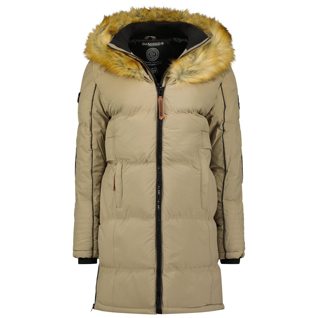 Geographical Norway Winterjacke Damen G-Blustery by leyoley mit Fleece gefütterte Taschen Beige