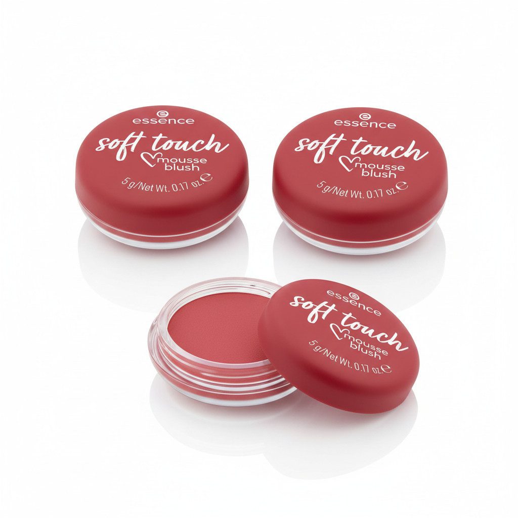 Essence Rouge soft touch mousse blush, 3-tlg., Ebenmäßiger und matter Look, zartes Puder-Finish, variable Deckkraft.